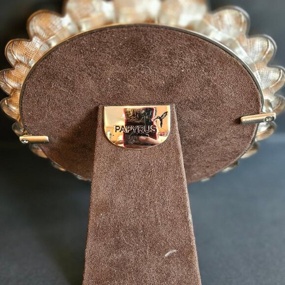 Papyrus 6" round picture frame with tear drop jewels on border. 4" opening. - Picture 3 of 4